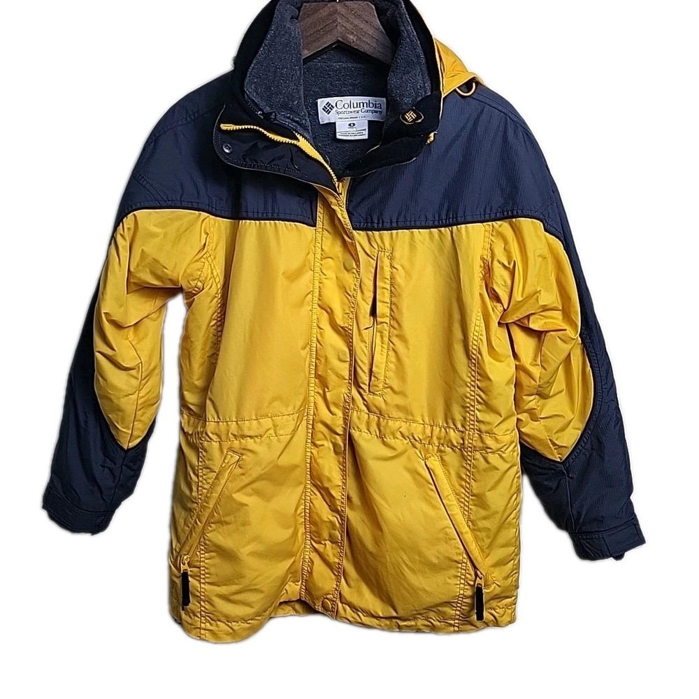 Columbia 3 In 1 Womens S‎ Boulder Ridge Jacket Zip Detachable Hood Yellow VTG